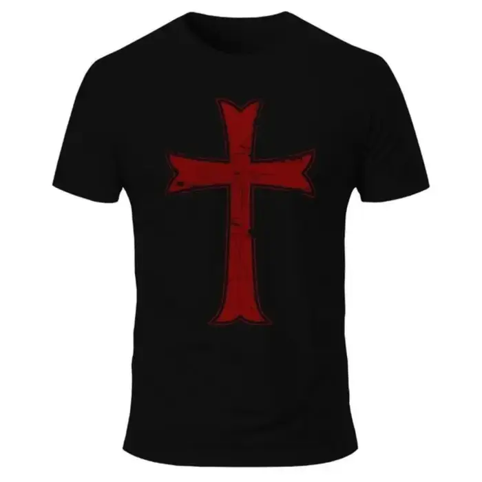 Croisé croix rouge chevaliers templier foi chrétienne graphique T-Shirt à manches courtes col rond haut religieux