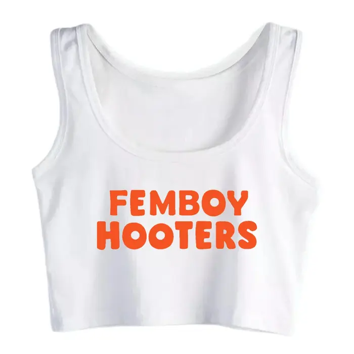 Femboy Hooters texte imprimé mode haute rue Style haut court femmes Sexy entraînement débardeurs gymnase Fitness Camisole