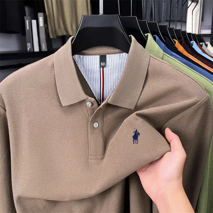 100% coton marque haut de gamme à manches longues polo shirt nouveau Paul Pony brodé luxe confortable hommes d'affaires
