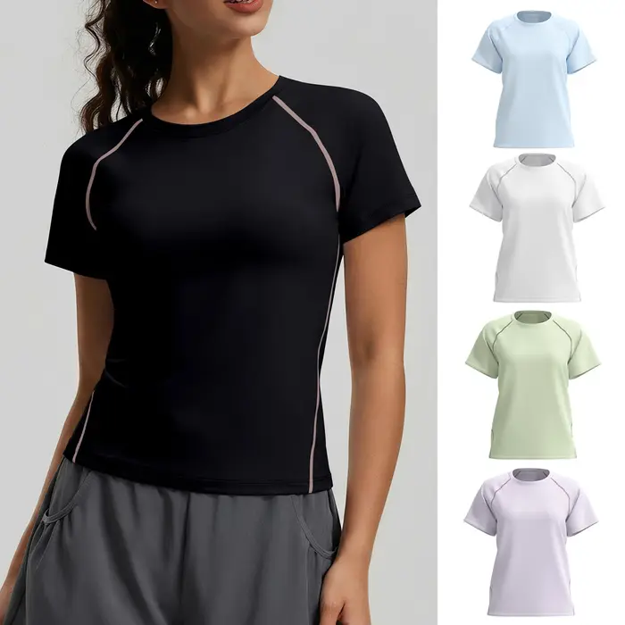 Nouveau T-shirt de sport pour femme : Col rond