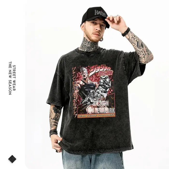 Bandai Stardust croisé T-shirt Manga Vintage lavé JOJO t-shirts surdimensionné