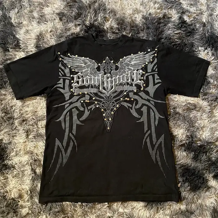 Classique Y2K Style gothique T-shirt imprimé surdimensionné T-shirt haute rue chemises gothique col