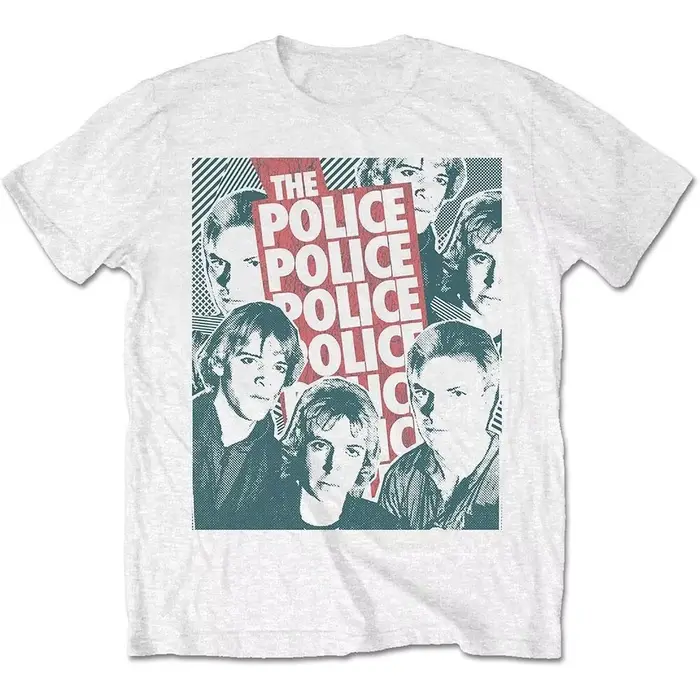 T-Shirt en coton avec impression de Portrait de groupe de pop art The Police, New Wave Rock Streetwe