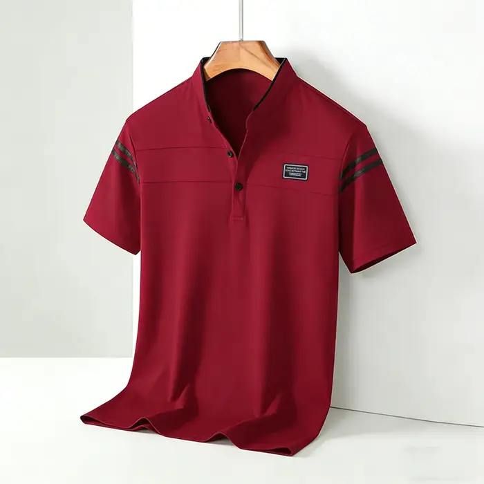 T-shirt POLO d'été pour hommes, décontracté, en coton, respirant, col montant, manches courtes, coré