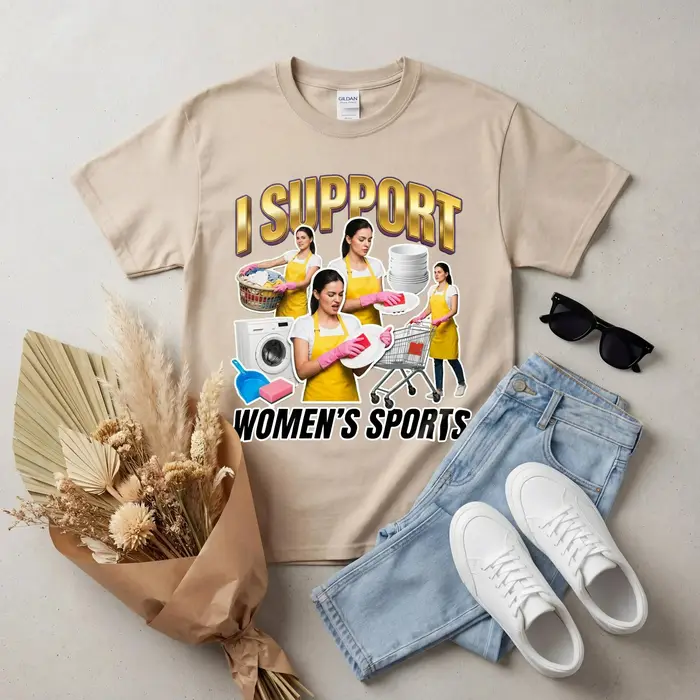 T-shirt Amusant et Original pour Homme : Je Soutiens les Sports Féminins - Idéal pour un échange ou comme cadeau farfelu