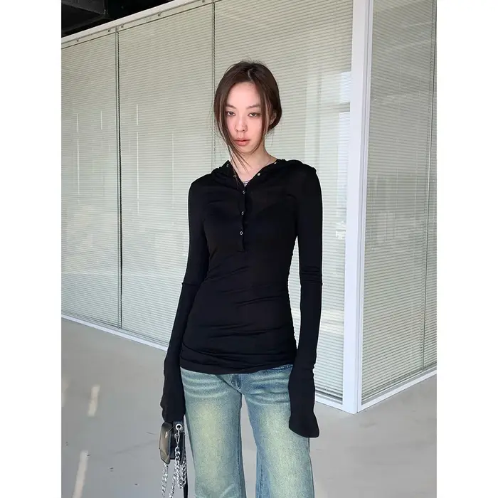 Techwear Cleanfit – T-Shirt à capuche et cordon de serrage pour femme