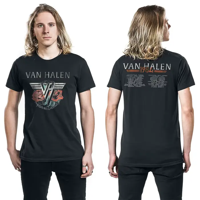 Nouveau T-shirt en coton avec motif Van Halen, unisexe, manches courtes, marque de mode, tee-shirt d