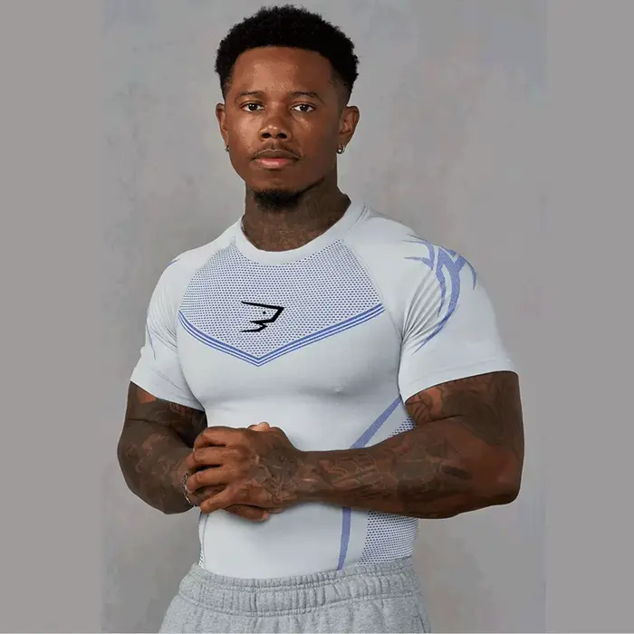 T-shirt de sport à compression pour homme, T-shirt de course à manches longues, T-shirt de fitness é