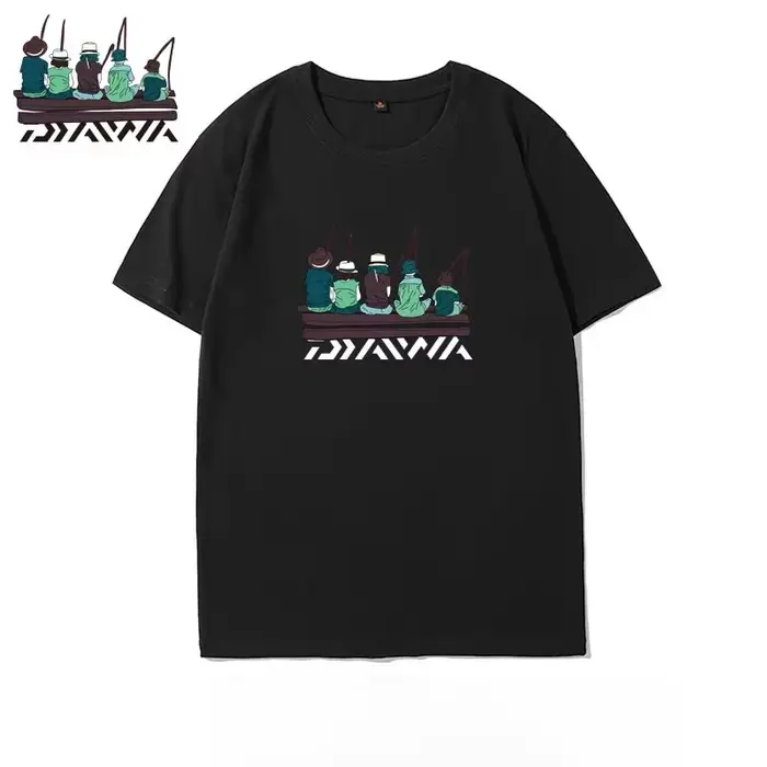 T-shirt de pêche d'extérieur à manches courtes pour homme, en coton ample, idéal pour les sorties entre amis, nouvelle collection été, pour la pêche en mer, style tendance