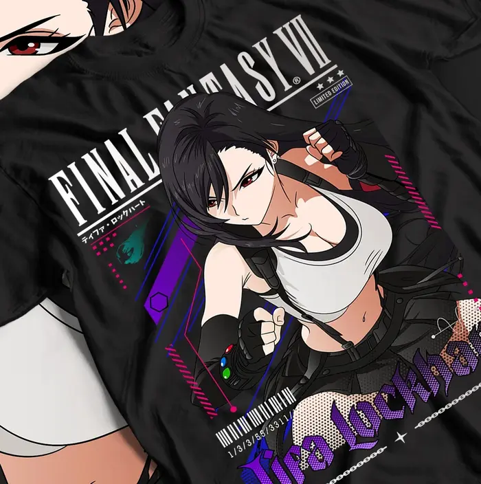 T-shirt rétro Tifa Lockhart FF7-T-shirt Waifu, T-shirt Final Fantasy 7, haut ample d'été pour hommes