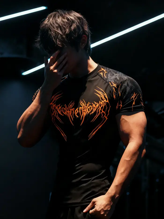 Nouveau T-shirt de sport imprimé 2026, motif gothique, tissu très élastique, col rond, idéal pour le sport et les loisirs