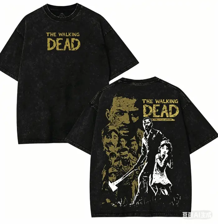 T-shirt délavé The Walking Dead, nouveau modèle 2026, vêtement de style rétro vintage, coupe ample, 