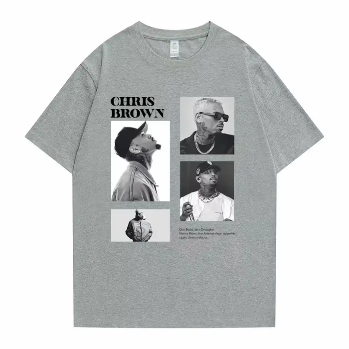Pop chanteur Chris marron imprimé graphique t-shirt hommes femmes Hip Hop mode surdimensionné t-shirts hauts