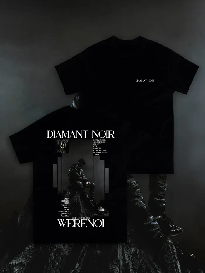T-shirt à manches courtes avec imprimé graphique du rappeur français Diamant Noir Werenoi, pour homm