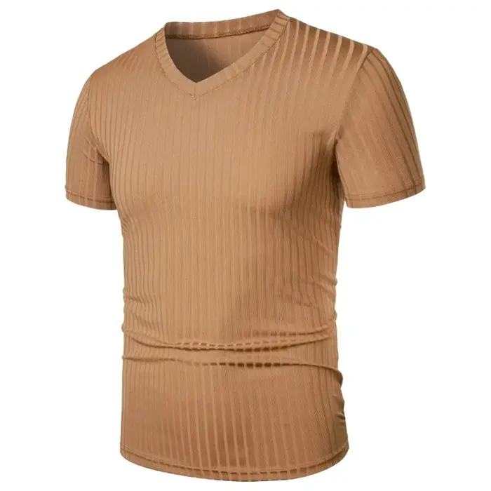 T-shirts musculaires à manches courtes pour hommes, col en V extensible, musculation, Streetwear lég