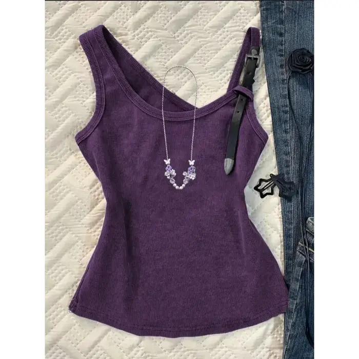 Débardeur asymétrique violet pour femme
