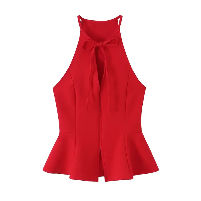Haut Peplum Femme HipSeam avec Nœud – Nouvelle Collection Été 2026 – Camisole Halter Chic pour Femme