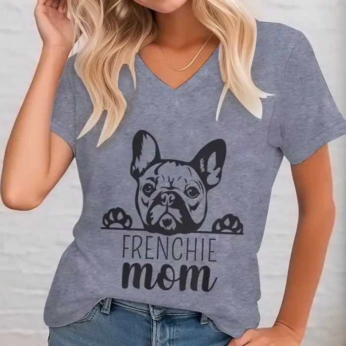 T-shirt graphique à col en V pour femme