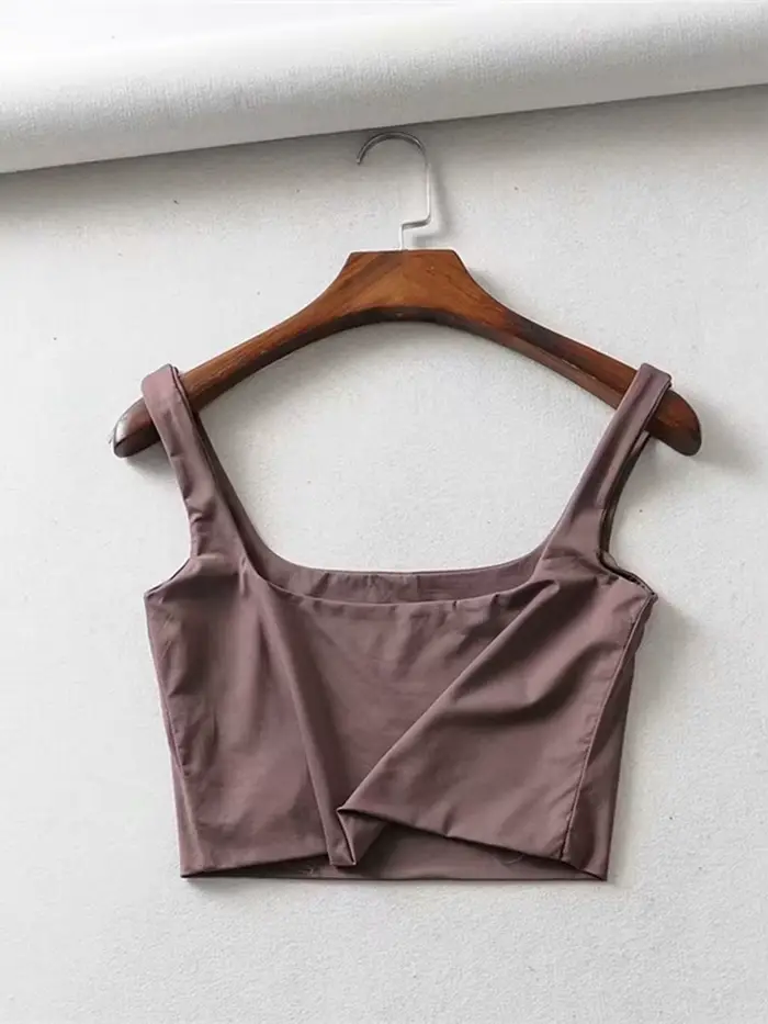 Offre spéciale 2024 été femmes Sexy hauts sans manche mode court col carré débardeurs 4 couleurs