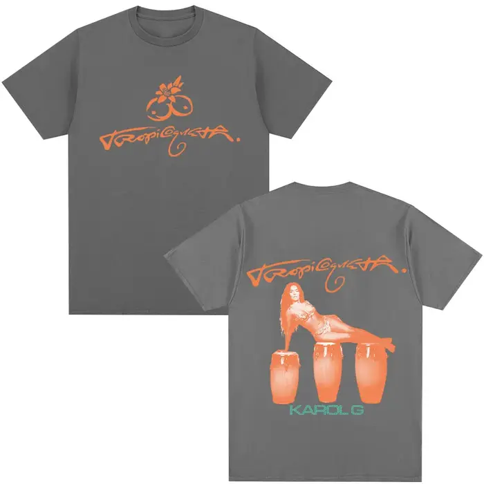 Karol G Tropicoqueta 2025 nouvel Album T-shirt hommes femmes vêtements Pop musique T-shirts décontracté coton à manches