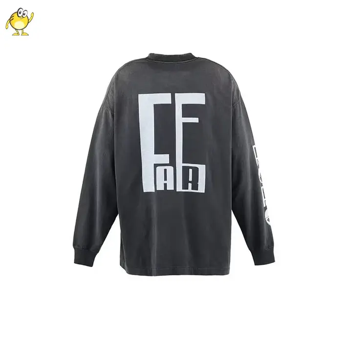 Nouveau Streetwear SAINT à manches longues t-shirt hommes femme lavé faire vieux endommagé mode col rond haut