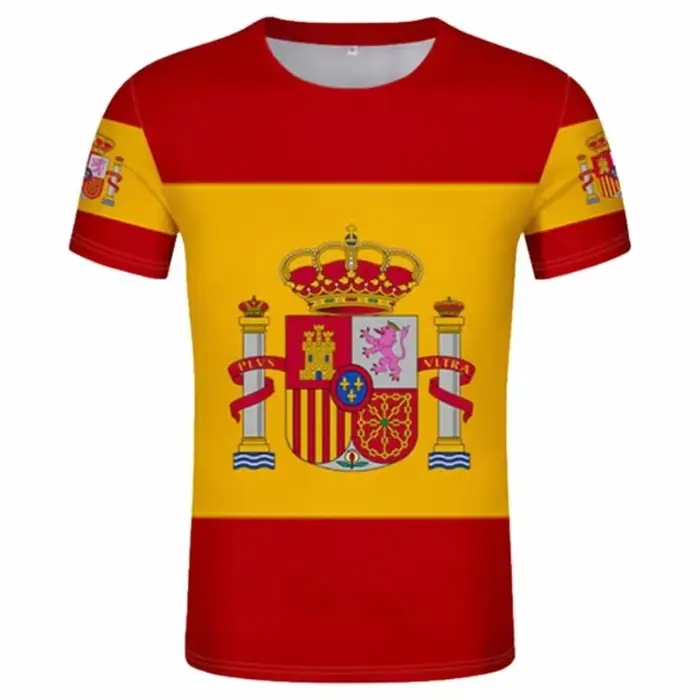 T-shirt rouge et jaune pour hommes, vêtements imprimés en 3D, motif emblème national espagnol, t-shi