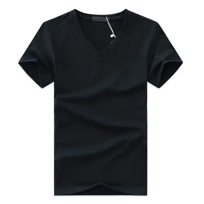 T-Shirt à Manches Courtes et Col en V pour Homme, Vêtement Décontracté en Coton, de Couleur Unie, de
