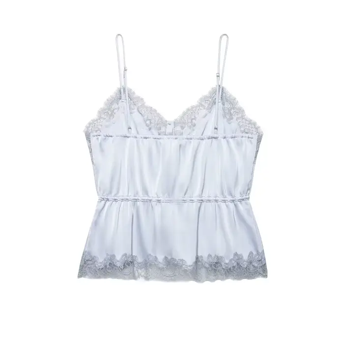 Débardeur en satin patchwork dentelle pour femme
