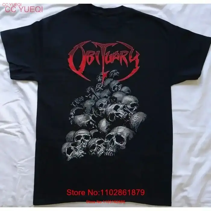 Vintage nécrologie Pile de crânes haché en demi t-shirt noir S 4XL lavé élégant streetwear étiré graphique