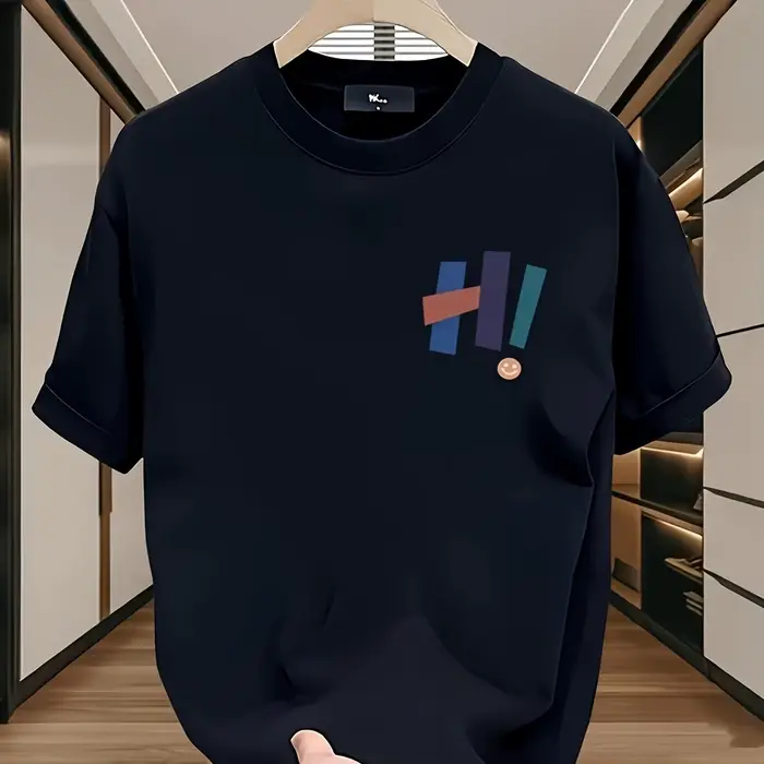 Hommes coton T-shirt ajusté col rond