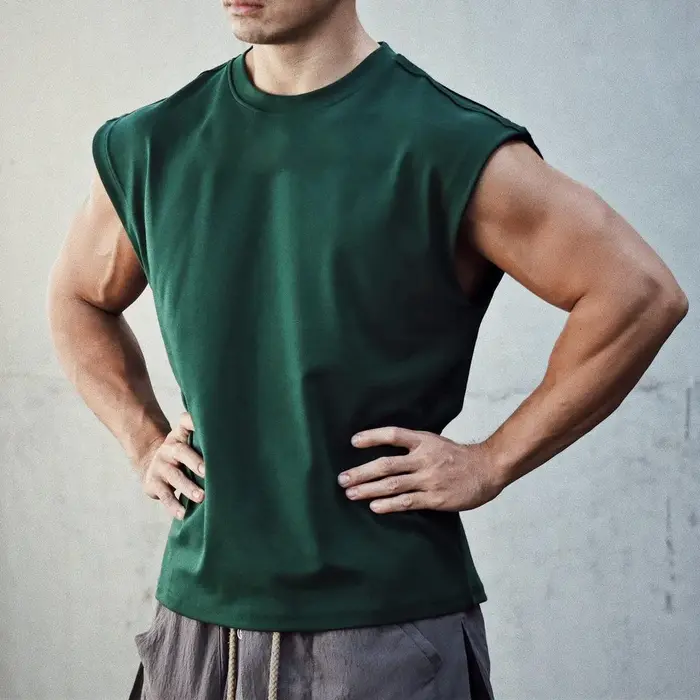 Nouveaux hommes col rond débardeur couleur Pure coton été gilet gymnase musculation musculaire Streetwear chemise sans manches entraînement Fitness Sport