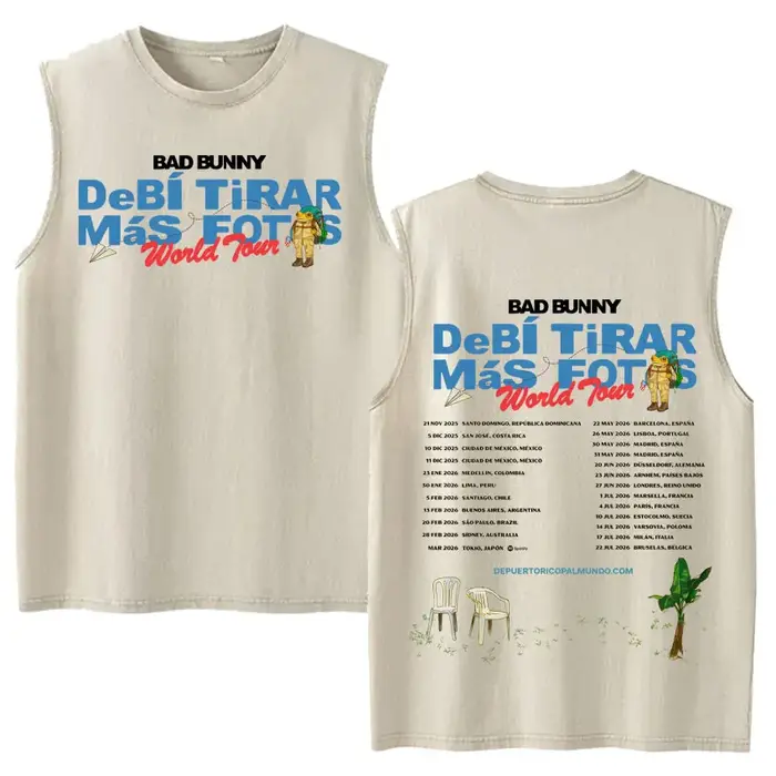 Débardeurs Vintage Effet Délavé Hip Hop Hot Singer Bad Bunny Debi Tirar Mas Fotos DTMF Y2K – T-shirt