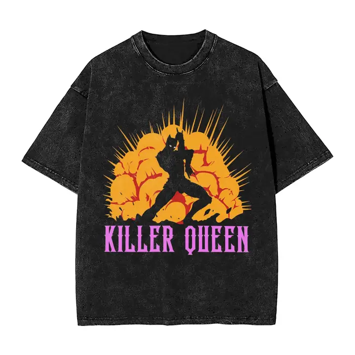 Anime Jojo's Bizarre Adventure Joseph Joestar Kira Killer T-shirt Men Manga Vintage Tshirts Harajuku Washed Cotton T Shirt