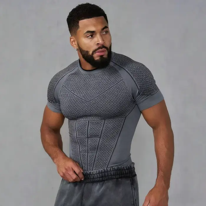 T-Shirt homme Superman Sport Fitness séchage rapide respirant élastique coupe ajustée manches courtes haut d'entraînement