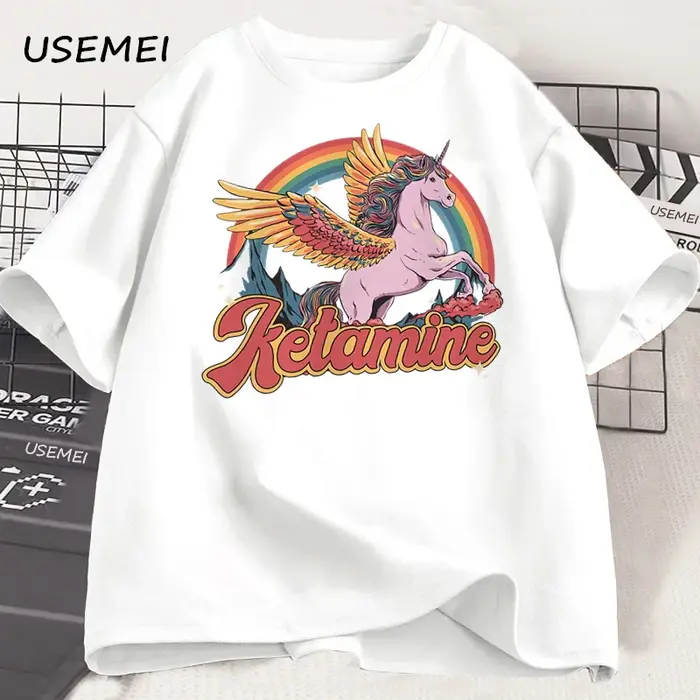 Drôle arc-en-ciel cheval T-Shirt décontracté coton à manches courtes Humor