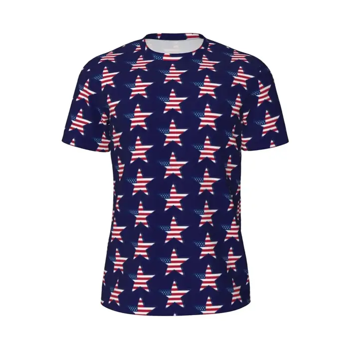 USA drapeau américain T-Shirt homme étoile imprimé patriotique Streetwear course T-Shirts respirant 