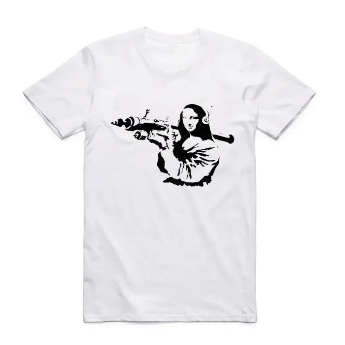 2019 hommes Banksy Design urbain Art T-shirt blanc col rond manches courtes été Hipster Streetwear Cool haut décontracté