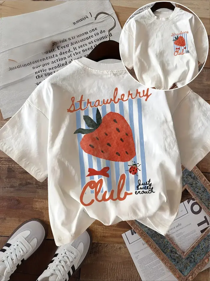 T-shirts imprimés Strawberry Fields Forever pour femmes, T-shirt respirant, Hip Hop, Streetwear ampl