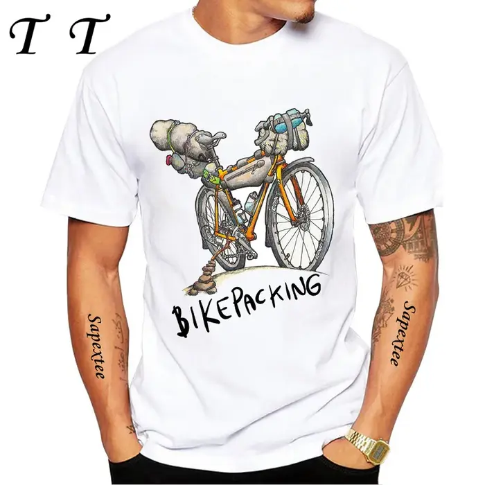 Voyage sur gravier Bikepacking impression T-Shirt été hommes à manches courtes drôle vélo Sport haut pour garçon
