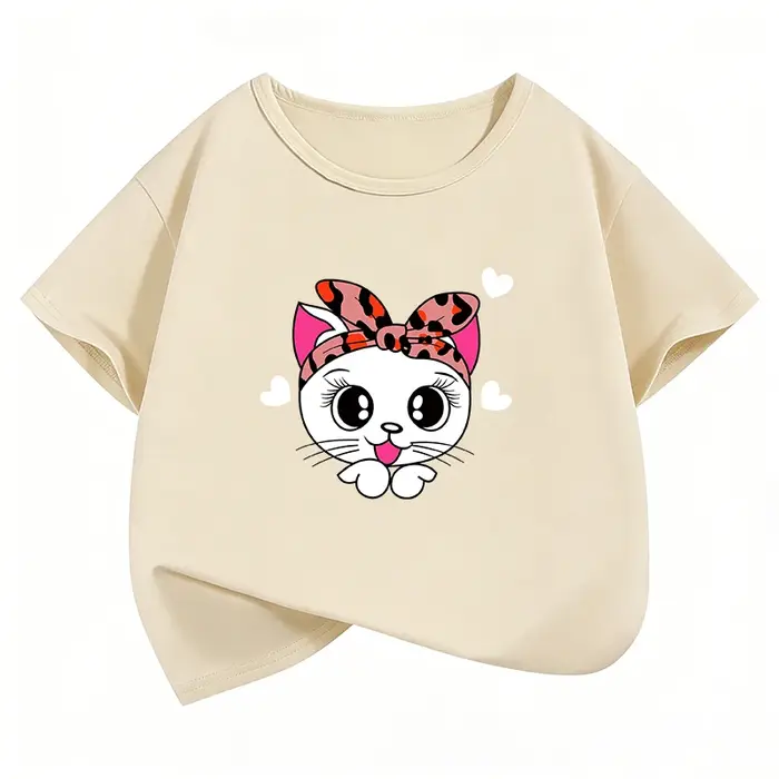 T-shirts décontractés pour enfants avec motif chat