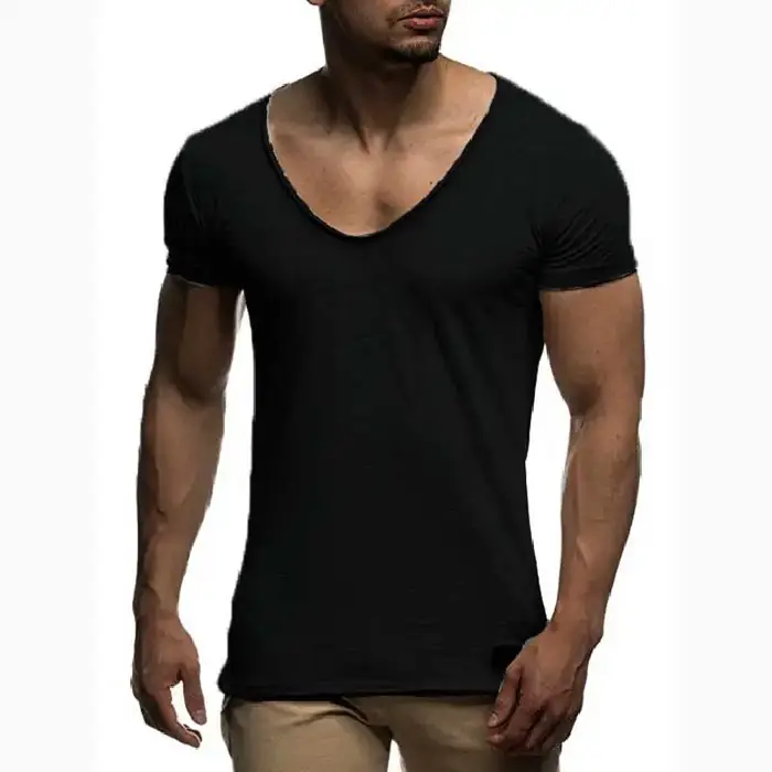T-shirt hommes 2025 loisirs été à manches courtes couleur unie patchwork hauts t-shirts vêtements