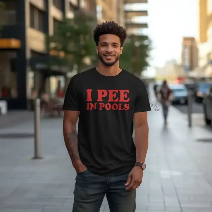 Je fais pipi dans les piscines T-shirts imprimés graphiques hommes drôles coton surdimensionné