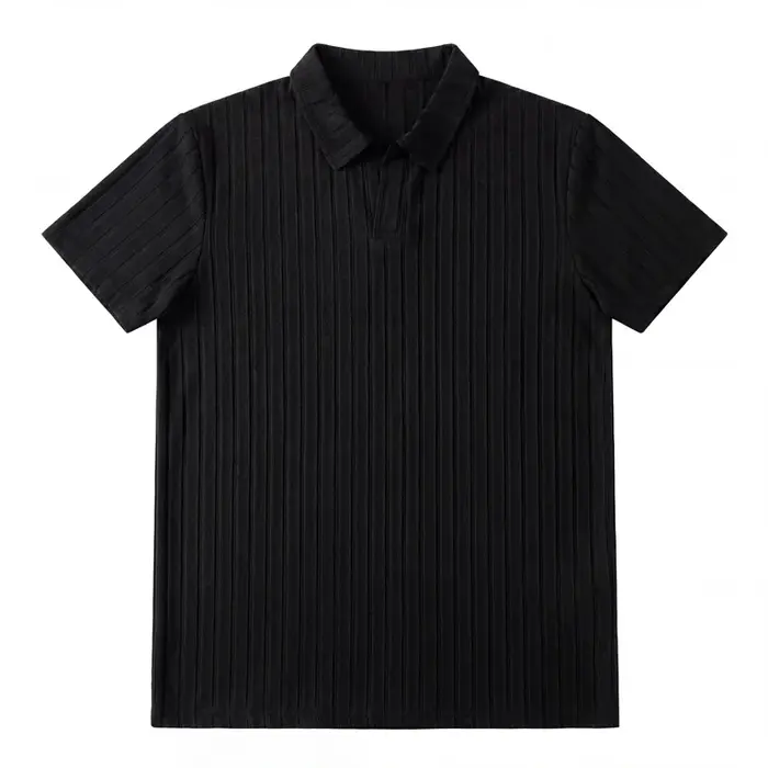 Polo en tricot côtelé pour homme, tissu doux et élastique, manches courtes, pour les affaires et l'u