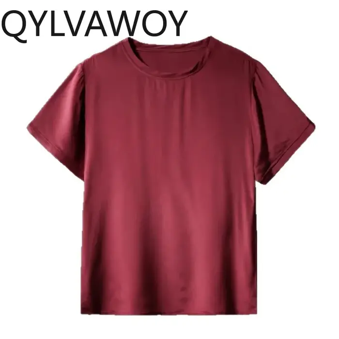 QYLVAWOY T-shirt fin d'été 100% Soie de Mûrier pour Homme