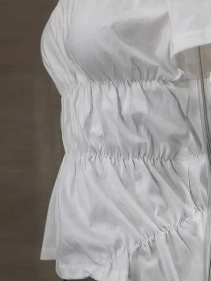 Chemise blanche froncée basique pour femme
