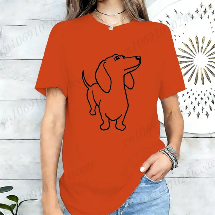 T-shirt décontracté pour femme à imprimé graphique Teckel