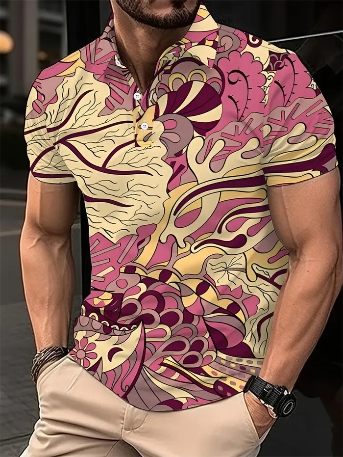 Polo pour homme coloré à motif psychédélique