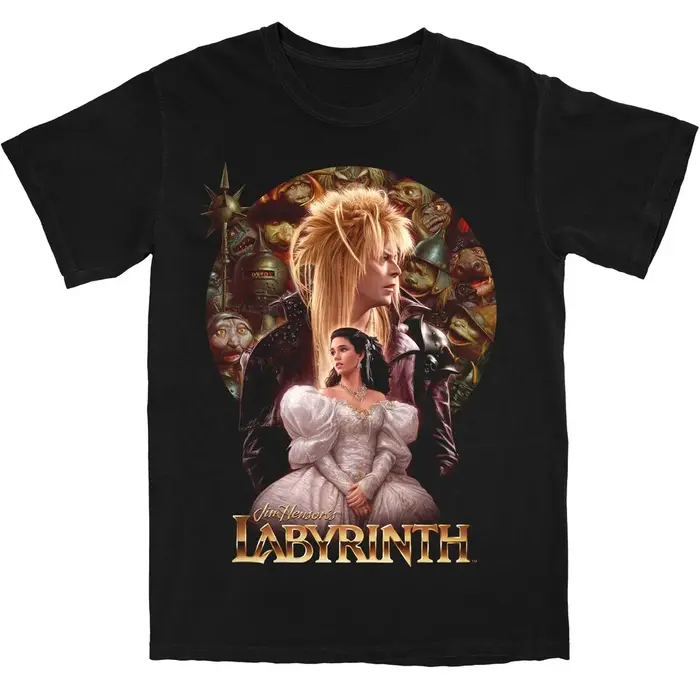 T-shirt en coton avec image du film fantastique Labyrinth Jareth Goblin King Sarah Williams