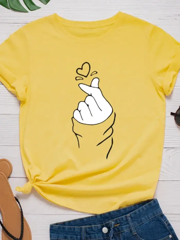 T-shirt manches courtes col rond femme