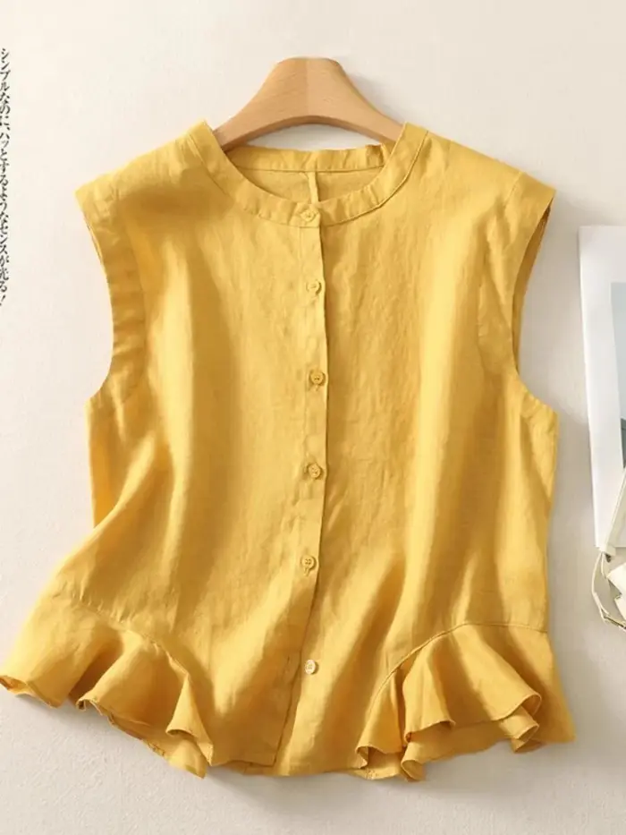 Chemise sans manches en lin pour femmes